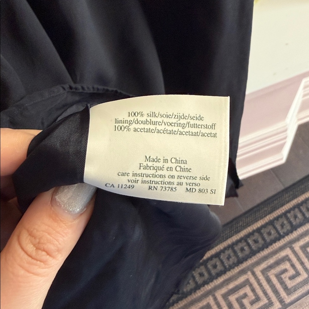 Rare Embroidered Vintage Laura Ashley Dress 100% Silk Black Flowers - Picture 6 of 8